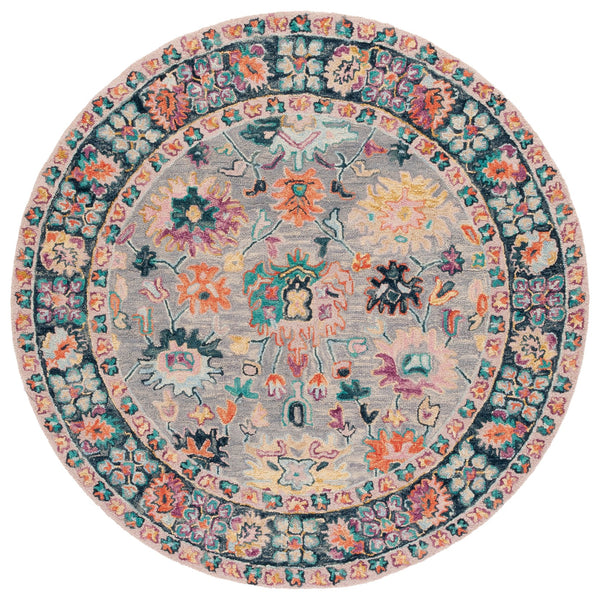 Safavieh Blossom Hand-Tufted Grey And Pink Floral Runner — Wool-Cotton Blend, Low-Profile Plush For Hallways 2'-3" x 13'-0" BLM468F-213