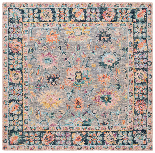 Safavieh Blossom Hand-tufted Floral Area Rug - Luxurious Wool-cotton Blend For Elegant Living Spaces Grey ,Pink 85% Wool,15% Cotton Blm468f-27