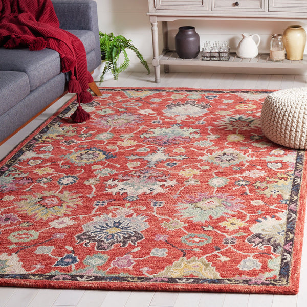 Safavieh Blossom Elegant Red Floral Area Rug - Hand-tufted Wool-cotton Blend For Timeless Home Décor Red ,Ivory 85% Wool,15% Cotton Blm470q-3