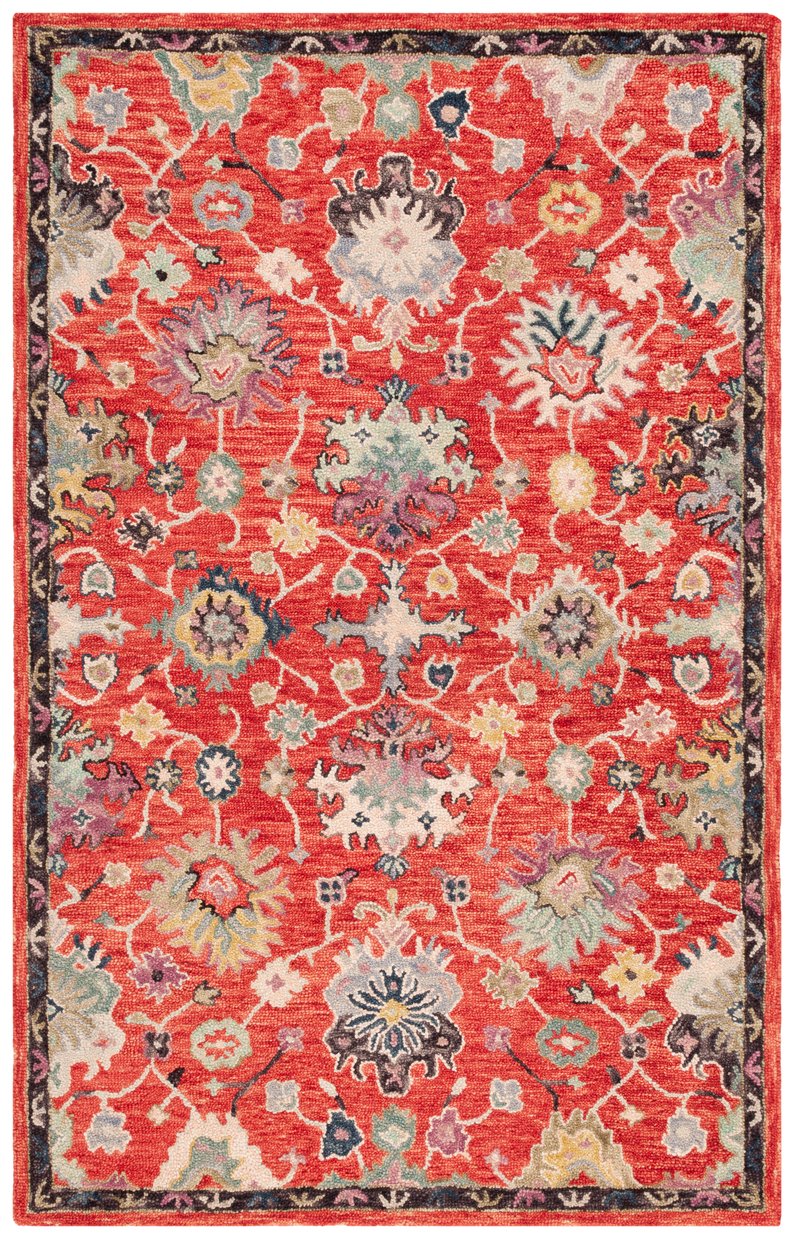 Safavieh Blossom Elegant Red Floral Area Rug - Hand-tufted Wool-cotton Blend For Timeless Home Décor Red ,Ivory 85% Wool,15% Cotton Blm470q-3