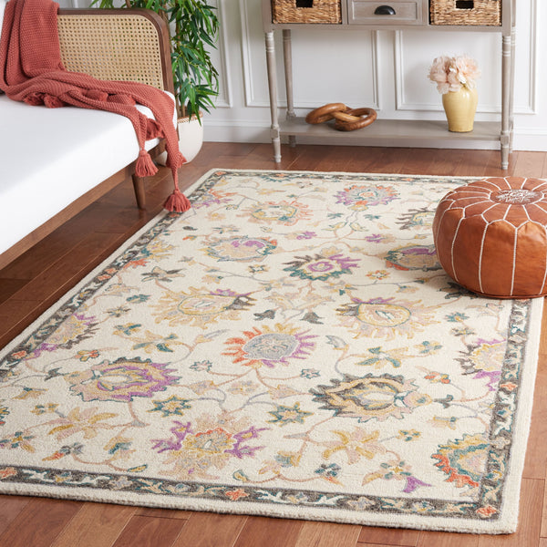 Safavieh Blossom Hand-tufted Wool-cotton Blend Area Rug - Exquisite Floral Design For Elegant Home Decor Beige ,Lavander 85% Wool,15% Cotton Blm471b-28