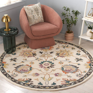 Safavieh Blossom Hand-tufted Wool-cotton Blend Area Rug - Exquisite Floral Design For Elegant Home Decor Beige ,Lavander 85% Wool,15% Cotton Blm471b-28