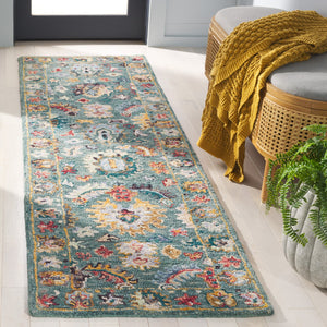 Safavieh Blossom Hand-tufted Area Rug – Timeless Floral Elegance In Blue And Rust For Sophisticated Decor Blue ,Rust 85% Wool,15% Cotton Blm472m-3