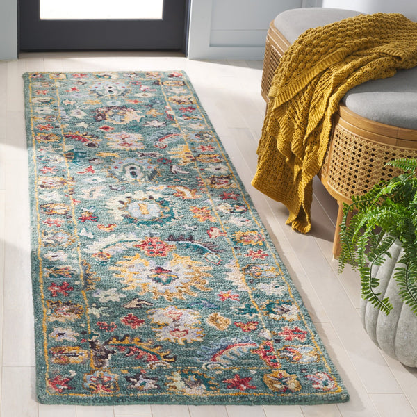 Safavieh Blossom Hand-tufted Area Rug – Timeless Floral Elegance In Blue And Rust For Sophisticated Decor Blue ,Rust 85% Wool,15% Cotton Blm472m-3