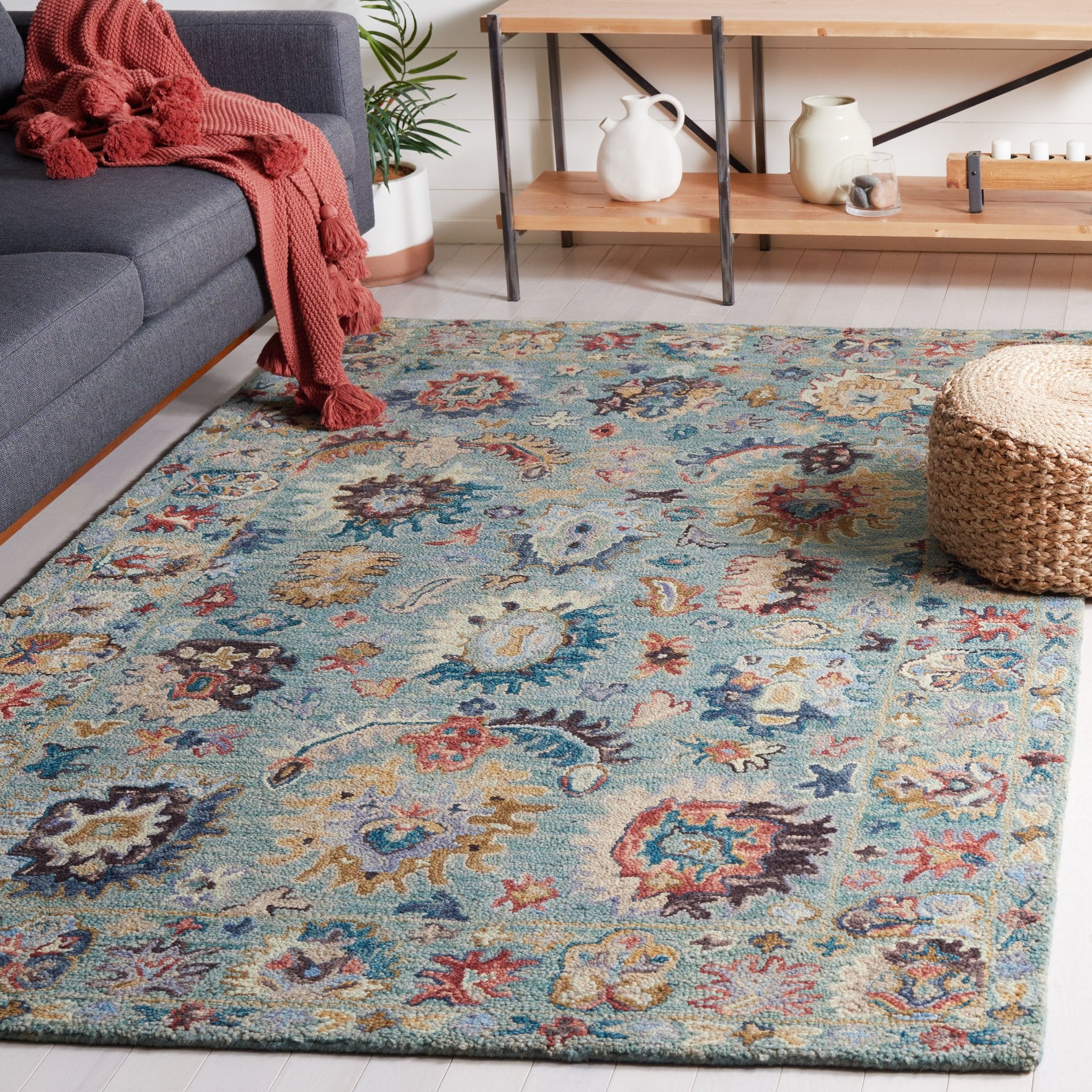 Blossom Hand-Tufted Area Rug – Timeless Floral Elegance In Blue And Ru
