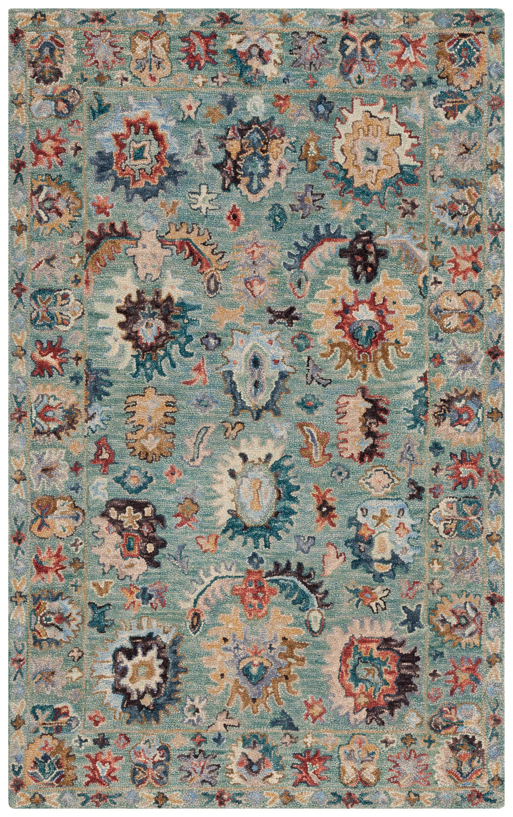 Safavieh Blossom Hand-tufted Area Rug – Timeless Floral Elegance In Blue And Rust For Sophisticated Decor Blue ,Rust 85% Wool,15% Cotton Blm472m-3