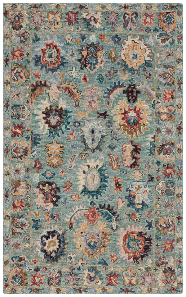 Safavieh Blossom Hand-tufted Area Rug – Timeless Floral Elegance In Blue And Rust For Sophisticated Decor Blue ,Rust 85% Wool,15% Cotton Blm472m-3