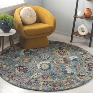 Safavieh Blossom Hand-tufted Area Rug – Timeless Floral Elegance In Blue And Rust For Sophisticated Decor Blue ,Rust 85% Wool,15% Cotton Blm472m-3