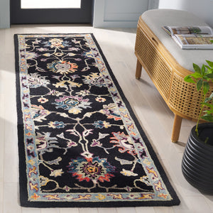 Safavieh Blossom Hand-tufted Area Rug – Elegant Floral Design In Black And Blue For Luxurious Home Décor Black ,Blue 85% Wool,15% Cotton Blm473z-3