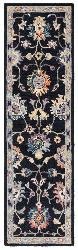 Safavieh Blossom Hand-tufted Area Rug – Elegant Floral Design In Black And Blue For Luxurious Home Décor Black ,Blue 85% Wool,15% Cotton Blm473z-3
