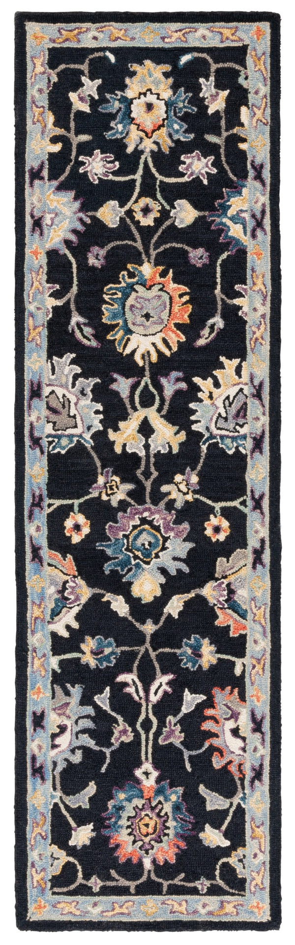 Safavieh Blossom Hand-tufted Area Rug – Elegant Floral Design In Black And Blue For Luxurious Home Décor Black ,Blue 85% Wool,15% Cotton Blm473z-3
