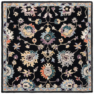 Safavieh Blossom Hand-tufted Area Rug – Elegant Floral Design In Black And Blue For Luxurious Home Décor Black ,Blue 85% Wool,15% Cotton Blm473z-3