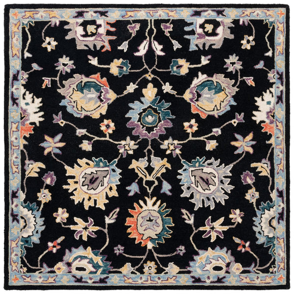 Safavieh Blossom Hand-tufted Area Rug – Elegant Floral Design In Black And Blue For Luxurious Home Décor Black ,Blue 85% Wool,15% Cotton Blm473z-3