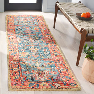 Safavieh Blossom Exquisite Hand-tufted Area Rug With Floral Design – Timeless Elegance For Your Home Decor Blue ,Rust 85% Wool,15% Cotton Blm474m-5