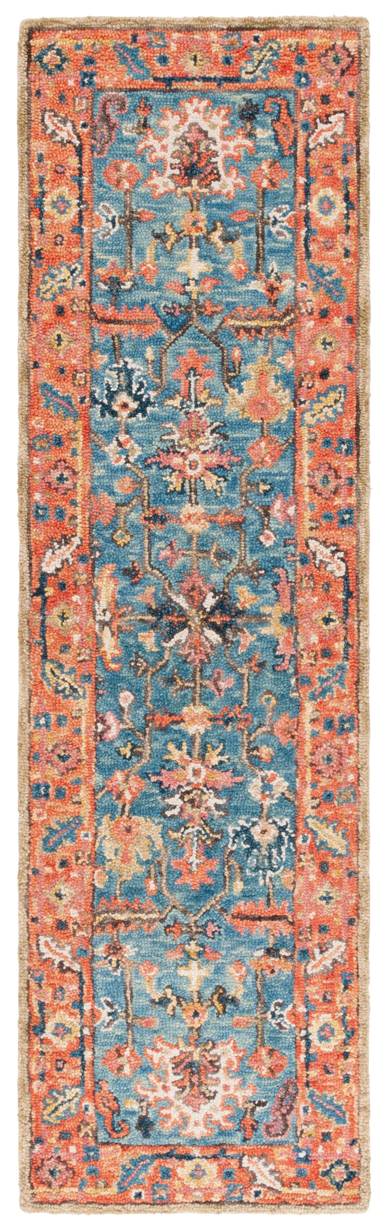 Safavieh Blossom Exquisite Hand-tufted Area Rug With Floral Design – Timeless Elegance For Your Home Decor Blue ,Rust 85% Wool,15% Cotton Blm474m-5