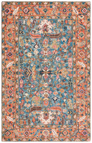 Safavieh Blossom Exquisite Hand-tufted Area Rug With Floral Design – Timeless Elegance For Your Home Decor Blue ,Rust 85% Wool,15% Cotton Blm474m-5