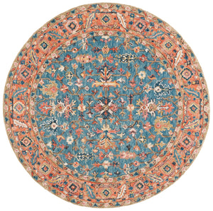Safavieh Blossom Exquisite Hand-tufted Area Rug With Floral Design – Timeless Elegance For Your Home Decor Blue ,Rust 85% Wool,15% Cotton Blm474m-5