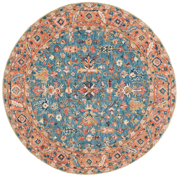 Safavieh Blossom Exquisite Hand-tufted Area Rug With Floral Design – Timeless Elegance For Your Home Decor Blue ,Rust 85% Wool,15% Cotton Blm474m-5