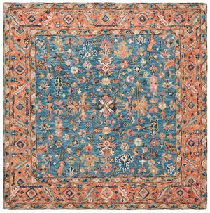 Safavieh Blossom Exquisite Hand-tufted Area Rug With Floral Design – Timeless Elegance For Your Home Decor Blue ,Rust 85% Wool,15% Cotton Blm474m-5