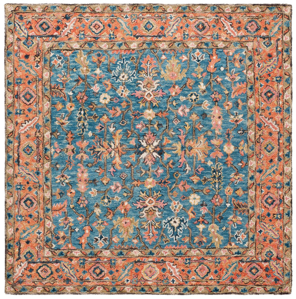 Safavieh Blossom Exquisite Hand-tufted Area Rug With Floral Design – Timeless Elegance For Your Home Decor Blue ,Rust 85% Wool,15% Cotton Blm474m-5