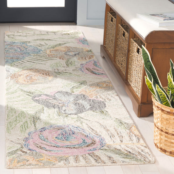 Safavieh Blossom Hand Tufted Floral Area Rug – Luxurious Wool Blend For Elegant Home Décor And Comfort Green ,Pink 80% Wool,20% Cotton Blm553y-5