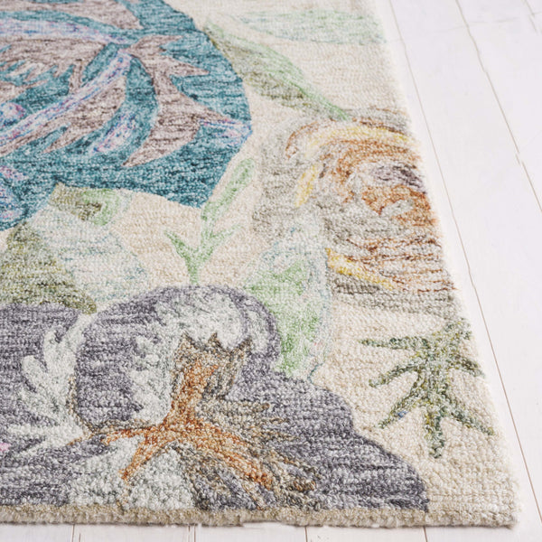 Safavieh Blossom Hand Tufted Floral Area Rug – Luxurious Wool Blend For Elegant Home Décor And Comfort Green ,Pink 80% Wool,20% Cotton Blm553y-5