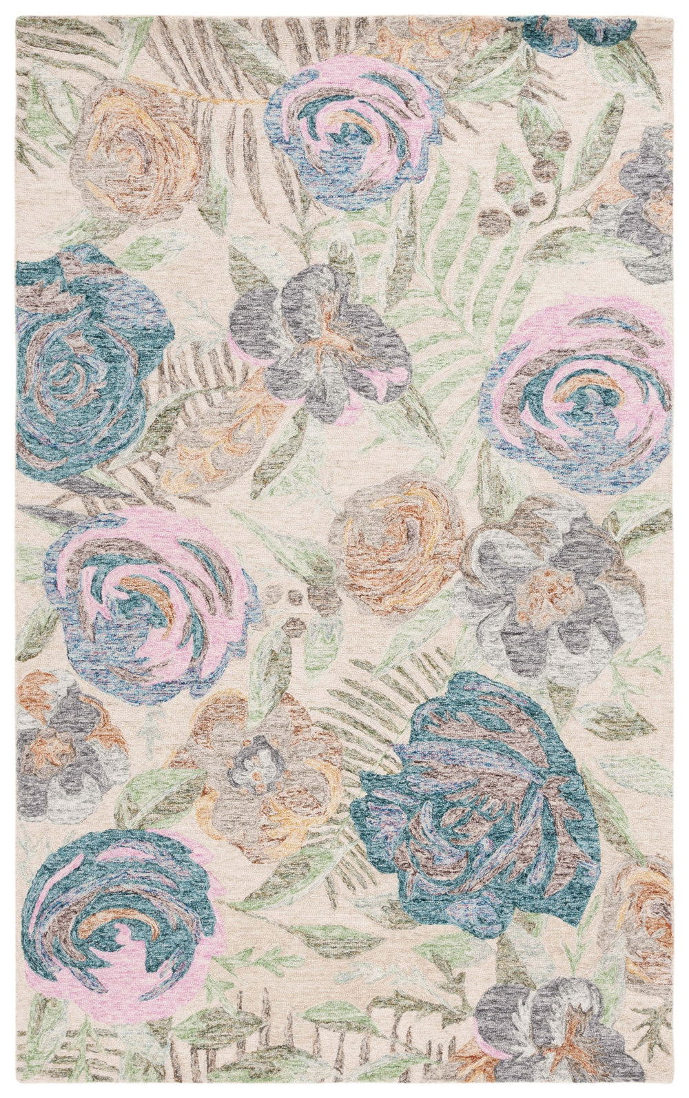 Safavieh Blossom Hand Tufted Floral Area Rug – Luxurious Wool Blend For Elegant Home Décor And Comfort Green ,Pink 80% Wool,20% Cotton Blm553y-5