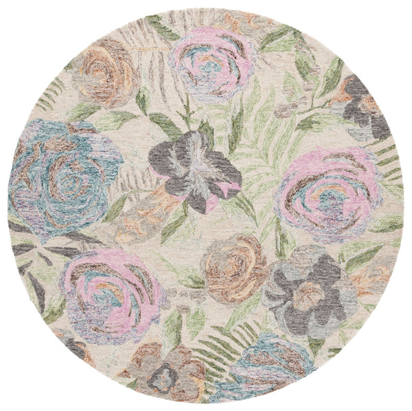 Safavieh Blossom Hand Tufted Floral Area Rug – Luxurious Wool Blend For Elegant Home Décor And Comfort Green ,Pink 80% Wool,20% Cotton Blm553y-5