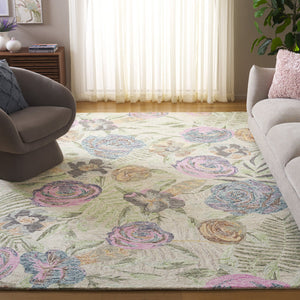 Safavieh Blossom Hand Tufted Floral Area Rug – Luxurious Wool Blend For Elegant Home Décor And Comfort Green ,Pink 80% Wool,20% Cotton Blm553y-5