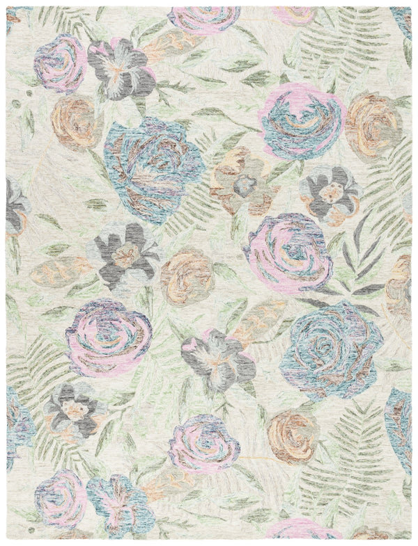 Safavieh Blossom Hand Tufted Floral Area Rug – Luxurious Wool Blend For Elegant Home Décor And Comfort Green ,Pink 80% Wool,20% Cotton Blm553y-5
