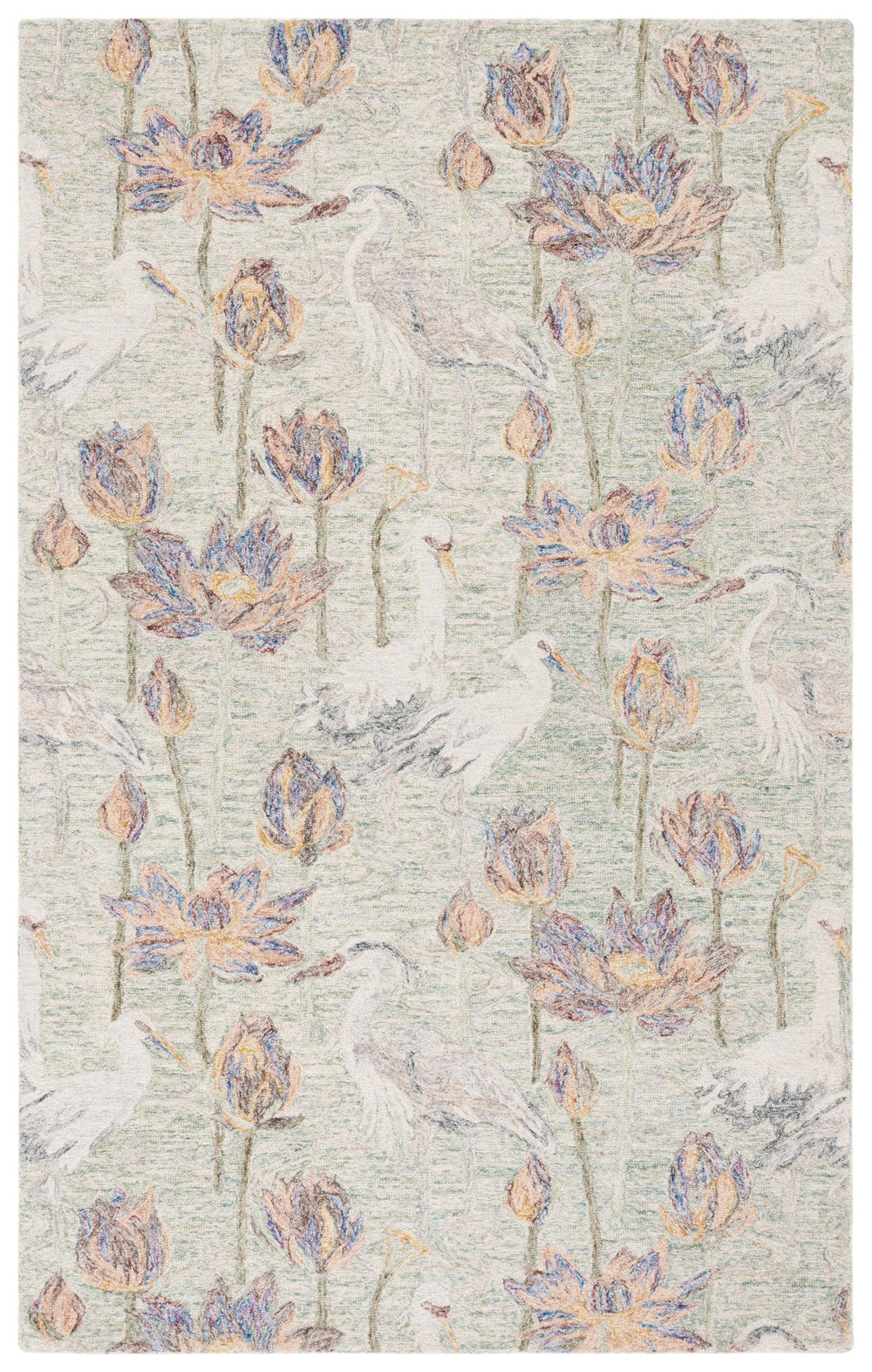 Safavieh Blossom Hand-tufted Floral Area Rug – Elegant Nature-inspired Design For A Serene Home Oasis Green ,Ivory 80% Wool,20% Cotton Blm554y-5
