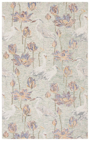 Safavieh Blossom Hand-tufted Floral Area Rug – Elegant Nature-inspired Design For A Serene Home Oasis Green ,Ivory 80% Wool,20% Cotton Blm554y-5