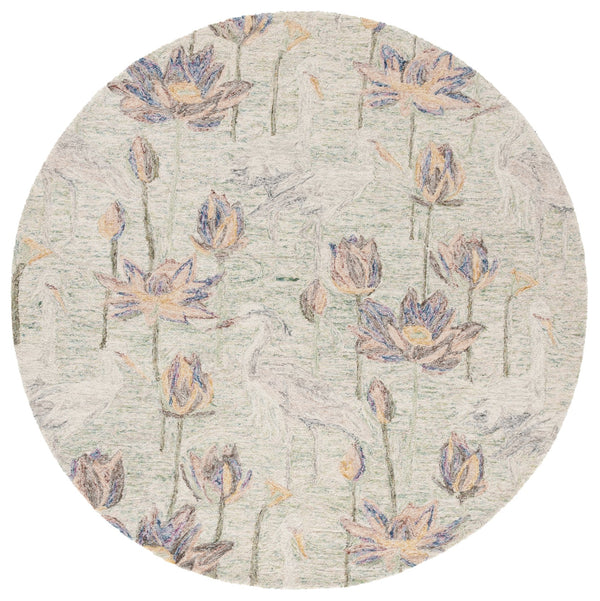 Safavieh Blossom Hand-tufted Floral Area Rug – Elegant Nature-inspired Design For A Serene Home Oasis Green ,Ivory 80% Wool,20% Cotton Blm554y-5