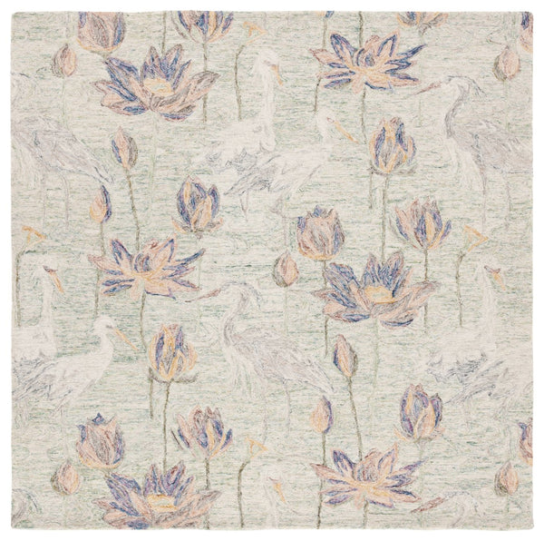 Safavieh Blossom Hand-tufted Floral Area Rug – Elegant Nature-inspired Design For A Serene Home Oasis Green ,Ivory 80% Wool,20% Cotton Blm554y-5