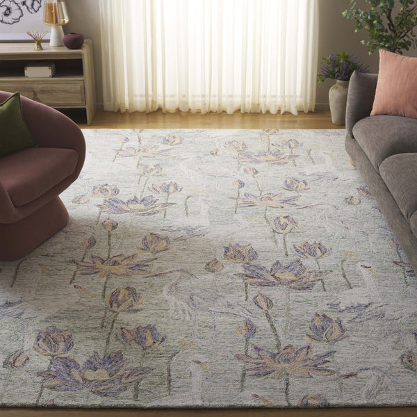 Safavieh Blossom Hand-tufted Floral Area Rug – Elegant Nature-inspired Design For A Serene Home Oasis Green ,Ivory 80% Wool,20% Cotton Blm554y-5