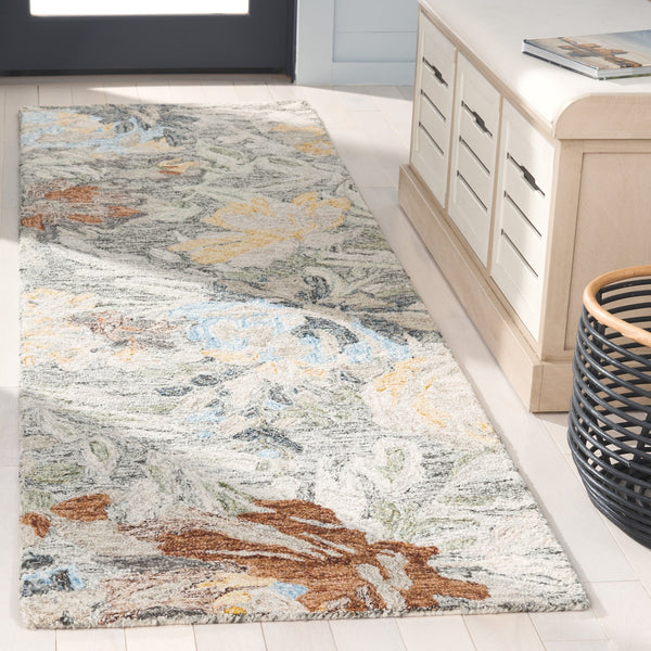Safavieh Blossom Hand-tufted Floral Area Rug - Luxurious Wool & Cotton Blend For Elegant Home Décor Green ,Charcoal 80% Wool,20% Cotton Blm555y-28