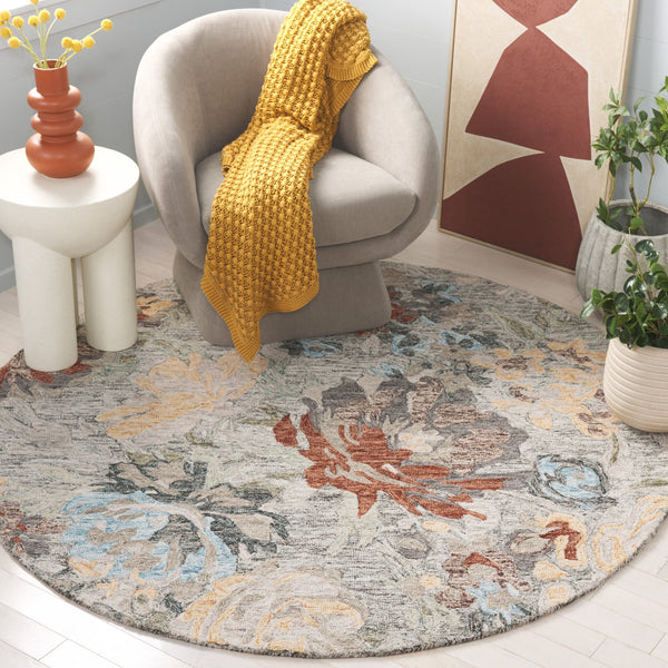 Safavieh Blossom Hand-tufted Floral Area Rug - Luxurious Wool & Cotton Blend For Elegant Home Décor Green ,Charcoal 80% Wool,20% Cotton Blm555y-28