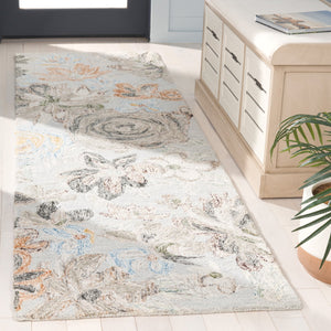 Safavieh Blossom Hand-tufted Wool-cotton Blend Area Rug - Elegant Floral Design For Cozy Home Decor Grey ,Blue 80% Wool,20% Cotton Blm556f-6sq