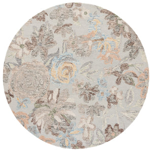 Safavieh Blossom Hand-tufted Wool-cotton Blend Area Rug - Elegant Floral Design For Cozy Home Decor Grey ,Blue 80% Wool,20% Cotton Blm556f-6sq