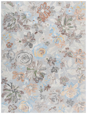 Safavieh Blossom Hand-tufted Wool-cotton Blend Area Rug - Elegant Floral Design For Cozy Home Decor Grey ,Blue 80% Wool,20% Cotton Blm556f-6sq