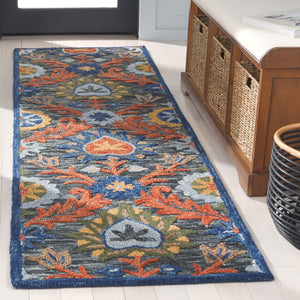 Safavieh Blossom Hand-tufted Charcoal And Tangerine Rug - Exquisite Artistry For Timeless Home Elegance Charcoal ,Orange 80% Wool 20% Cotton Blm565h-8