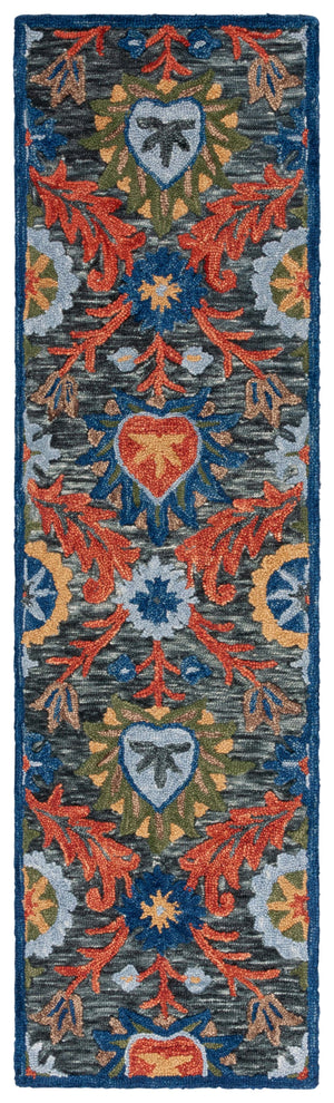 Safavieh Blossom Hand-tufted Charcoal And Tangerine Rug - Exquisite Artistry For Timeless Home Elegance Charcoal ,Orange 80% Wool 20% Cotton Blm565h-8