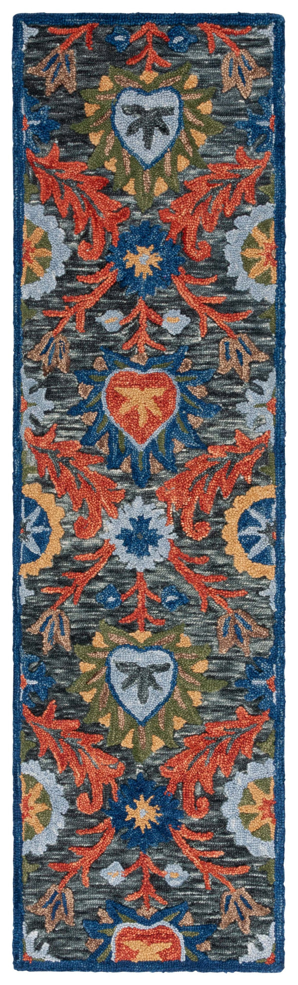 Safavieh Blossom Hand-tufted Charcoal And Tangerine Rug - Exquisite Artistry For Timeless Home Elegance Charcoal ,Orange 80% Wool 20% Cotton Blm565h-8