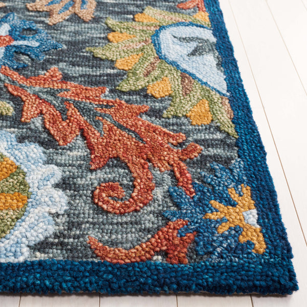 Safavieh Blossom Hand-tufted Charcoal And Tangerine Rug - Exquisite Artistry For Timeless Home Elegance Charcoal ,Orange 80% Wool 20% Cotton Blm565h-8