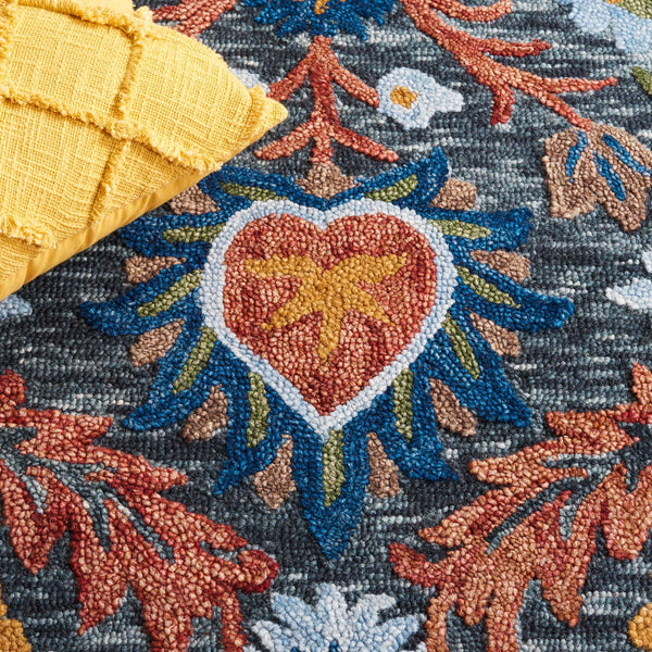 Safavieh Blossom Hand-tufted Charcoal And Tangerine Rug - Exquisite Artistry For Timeless Home Elegance Charcoal ,Orange 80% Wool 20% Cotton Blm565h-8