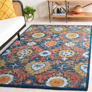 Safavieh Blossom Hand-tufted Charcoal And Tangerine Rug - Exquisite Artistry For Timeless Home Elegance Charcoal ,Orange 80% Wool 20% Cotton Blm565h-8
