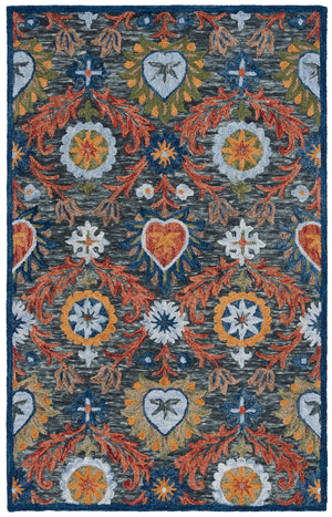 Safavieh Blossom Hand-tufted Charcoal And Tangerine Rug - Exquisite Artistry For Timeless Home Elegance Charcoal ,Orange 80% Wool 20% Cotton Blm565h-8