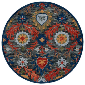 Safavieh Blossom Hand-tufted Charcoal And Tangerine Rug - Exquisite Artistry For Timeless Home Elegance Charcoal ,Orange 80% Wool 20% Cotton Blm565h-8