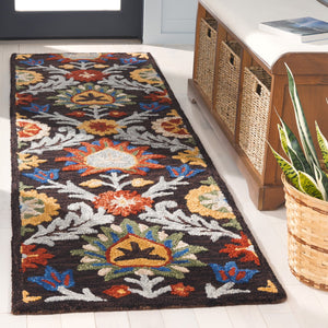 Safavieh Blossom Hand-tufted Charcoal And Tangerine Rug - Exquisite Artistry For Timeless Home Elegance Brown ,Orange 80% Wool 20% Cotton Blm565t-8