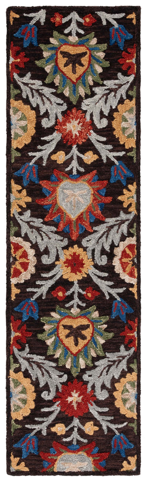 Safavieh Blossom Hand-tufted Charcoal And Tangerine Rug - Exquisite Artistry For Timeless Home Elegance Brown ,Orange 80% Wool 20% Cotton Blm565t-8